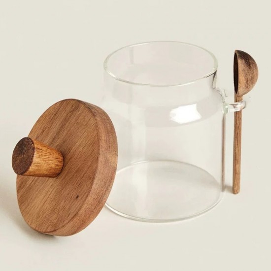 Glass Jar with Wooden Spoon